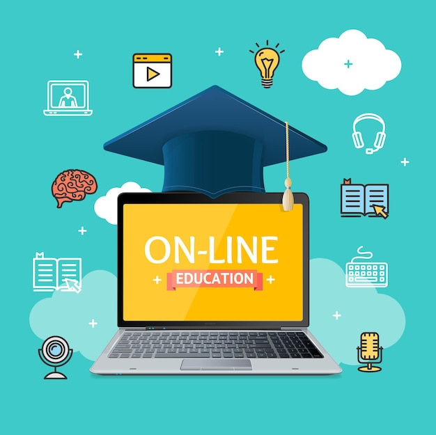 Onderwijs Online Concept Vector