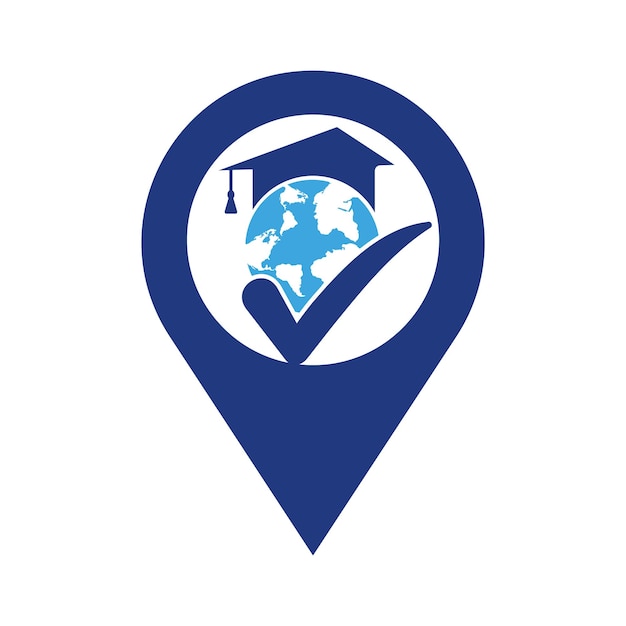 Onderwijs wereld vector logo sjabloon met globe en student hoed symbool.