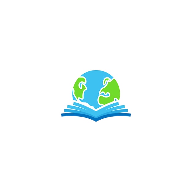 Onderwijs, wereldboek, wereldwijd leren. vector pictogram logo sjabloon