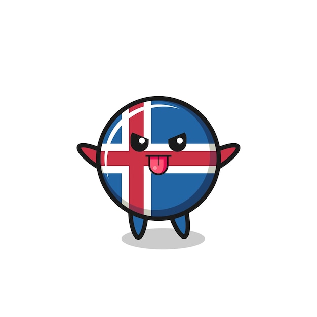Ondeugend ijslands vlagkarakter in spottende pose