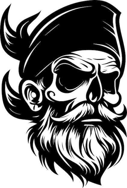 Ondode piraat mascotte monochroom logo ontwerp