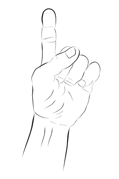 One 1 gesture vector hand draw sketch doodle man hand