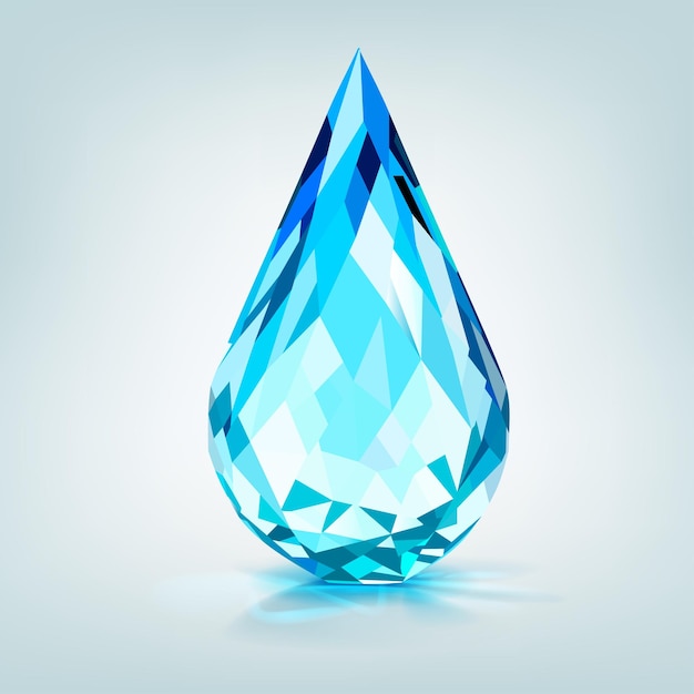 One big crystal drop in light blue color with glares and shadow