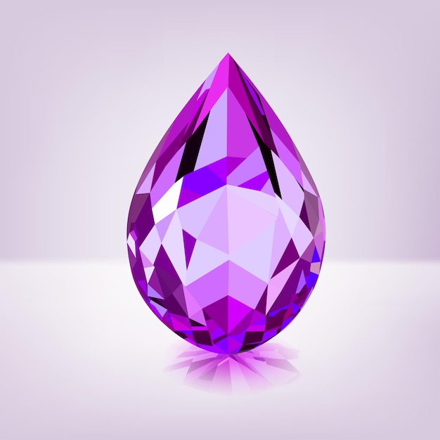 One big crystal drop in purple color with glares and shadow