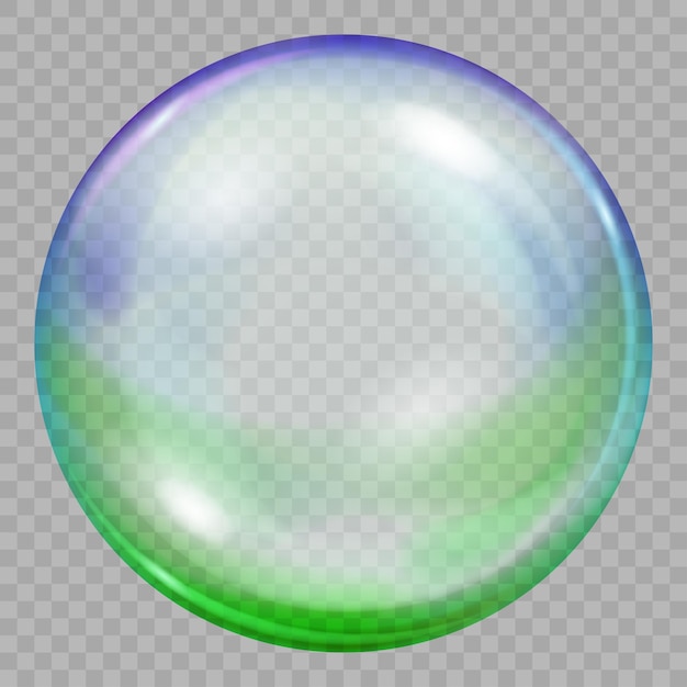 One big multicolored transparent soap bubble with glares on transparent background Transparency only in vector file