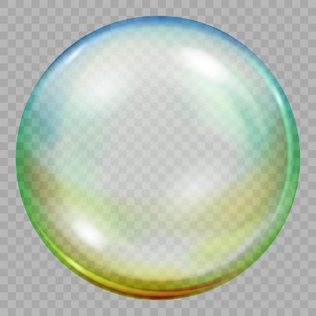 벡터 파일에서만 투명 배경 투명도에 눈부심이 있는 하나의 큰 여러 가지 빛깔의 투명 비누 방울