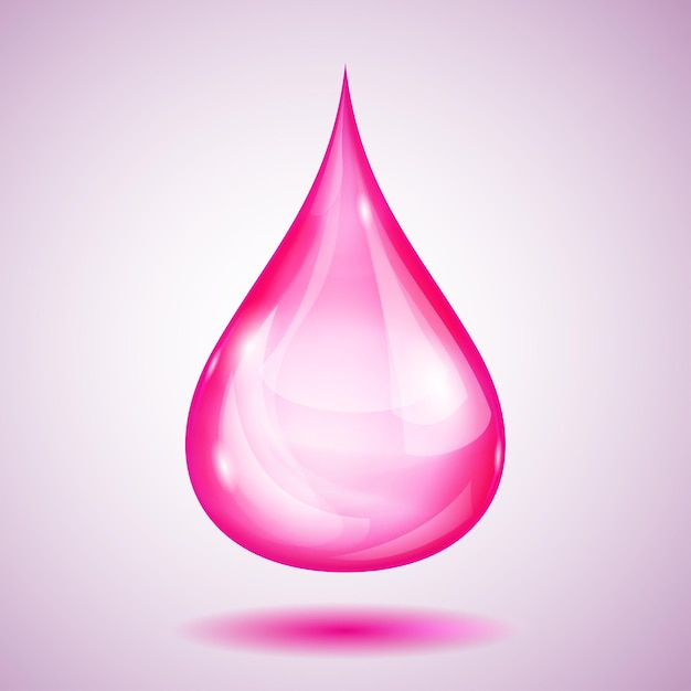 One big transparent pink drop with shadow