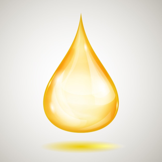 Vector one big transparent yellow drop with shadow