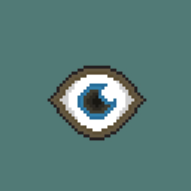 Vector one blue eye in pixel art style