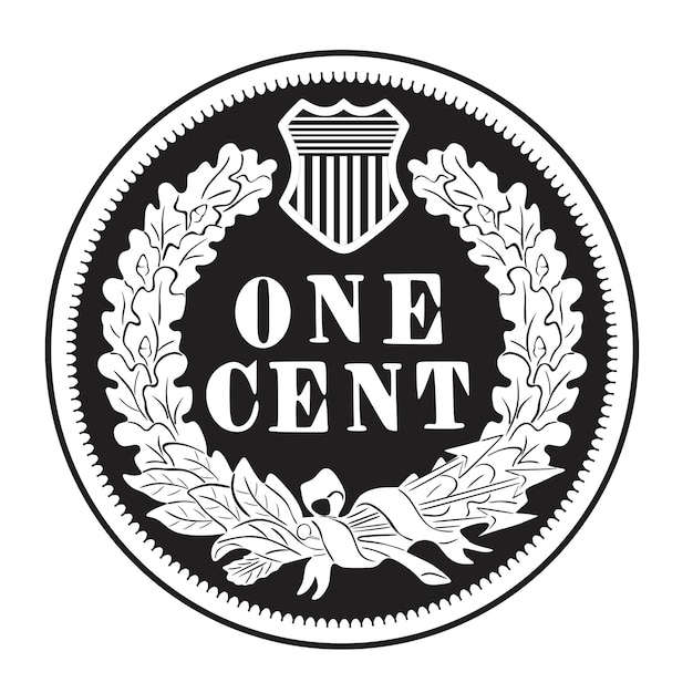 one cent american coin 1894 restored silhouette laser cut