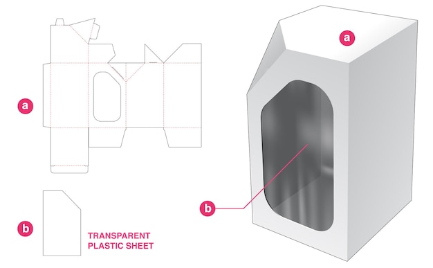 透明なプラスチックシートダイカットテンプレートを備えた1つの面取りされたコーナーボックスとウィンドウ