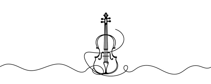 Vector one continuous drawing of a violin stringed musical instruments vector illustration