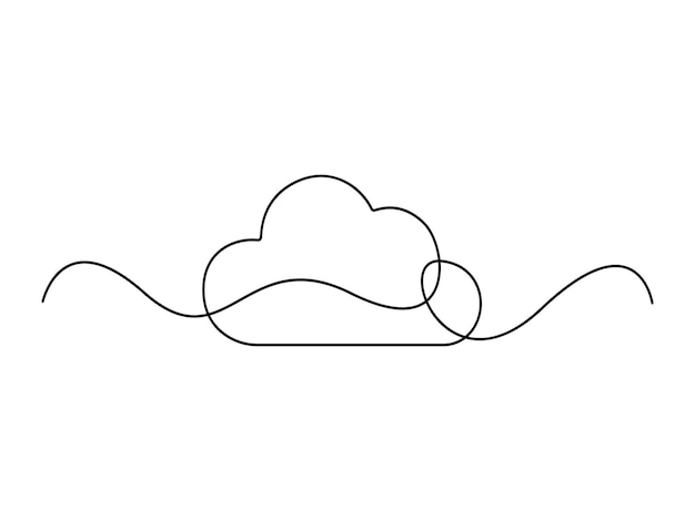 one continuous graphic line drawing cloud on white background vector illustration