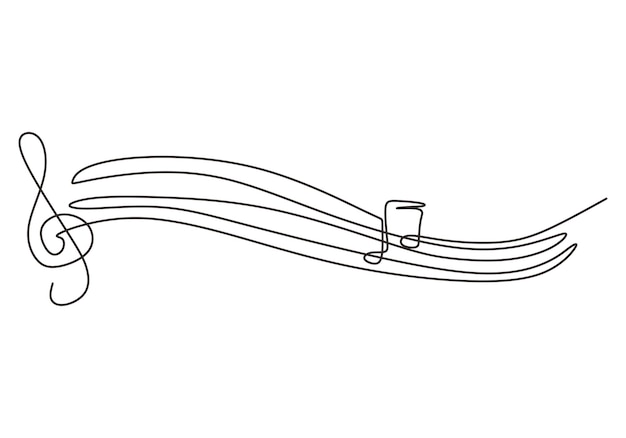 하나의 연속 라인 아트 드로잉 음악 참고 벡터 일러스트 레이 션 배경에 고립 된 음악의 기호와 상징 음표 손으로 그린 라인 아트 미니멀리스트 스타일 음악 개념