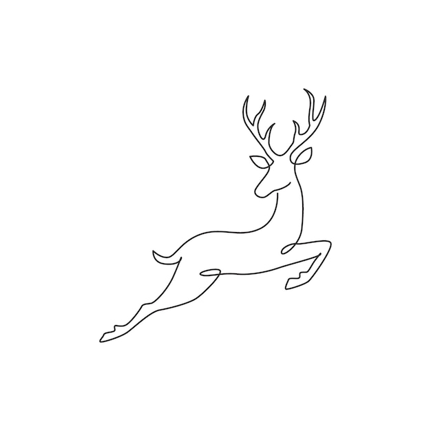 One continuous line draw of wild reindeer elegant buck for national park nature conservation logo