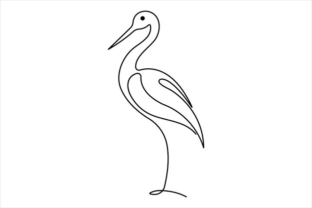 One continuous line drawing of adorable heron bird concept for conservation icon Modern line art de