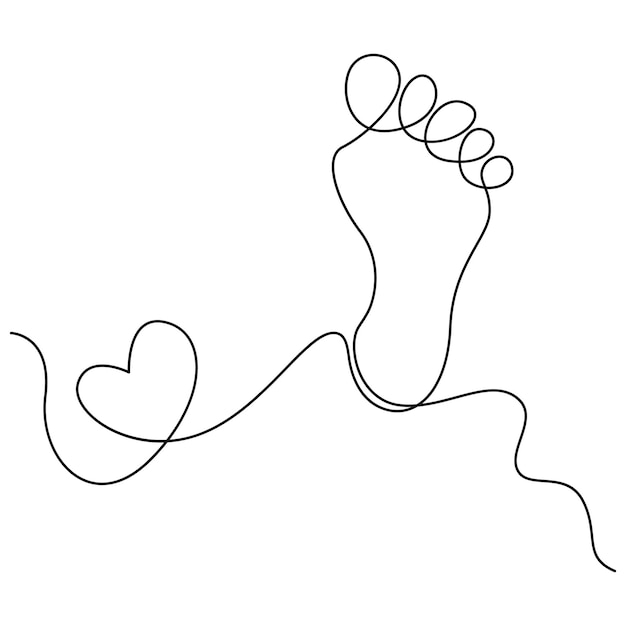 단순한 선형 스타일의 맨발 우아한 다리의 연속적인 선 그림