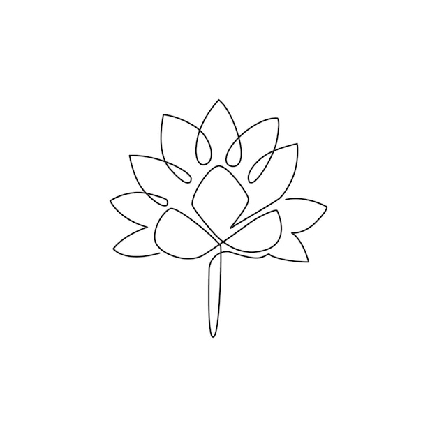 One continuous line drawing of beauty fresh lotus Printable poster decorative water lily flower