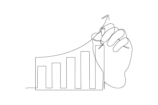 One continuous line drawing of business performance analysis benchmark metrics audit concept