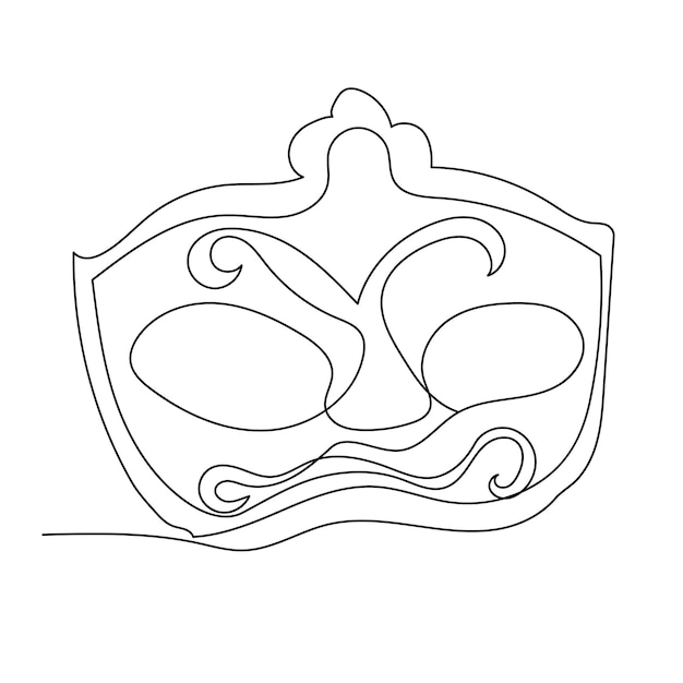 カーニバル マスク スケッチ ミニマリズム デザインの 1 つの連続線画