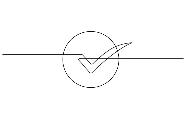Vector one continuous line drawing check mark