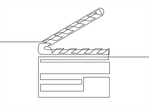 One continuous line drawing of clapper board