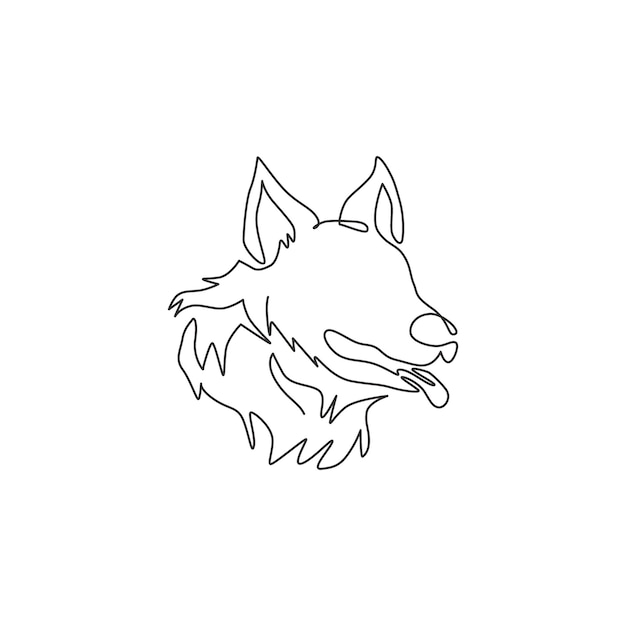 One continuous line drawing of cute german shepherd dog Purebred dog design vector illustration