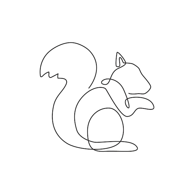 Vettore un simpatico scoiattolo che disegna una linea continua per l'identità del logo aziendale icona aziendale di mammifero peloso