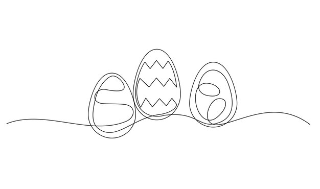 Vettore un disegno a linea continua di uova di pasqua