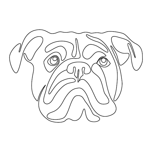 Vector one continuous line drawing english bulldog vector single line minimal style dog breed portrait