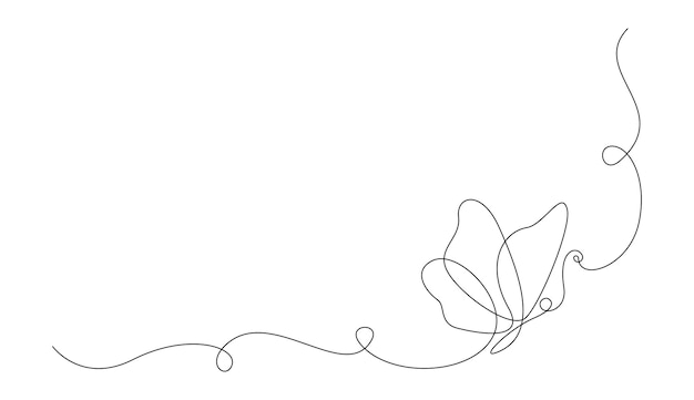 Vector one continuous line drawing of flying butterfly beautiful moth for wellbeing beauty or spa salon logo and divider concept in simple linear style editable stroke doodle vector illustration