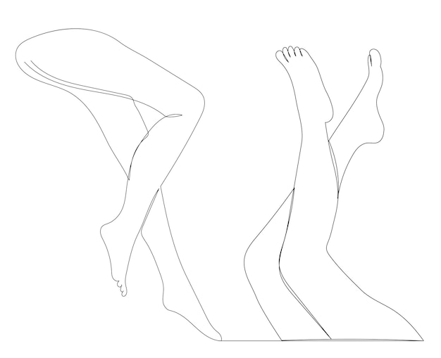 Vector one continuous line drawing of foot vector