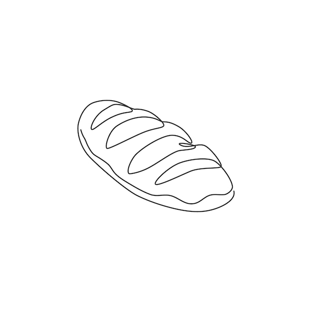 Vector one continuous line drawing of fresh delicious french long thin loaf bread restaurant logo emblem