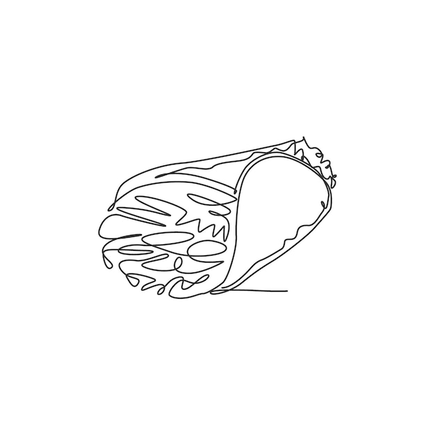 One continuous line drawing of fresh delicious Mexican online burritos restaurant Fast food nacho