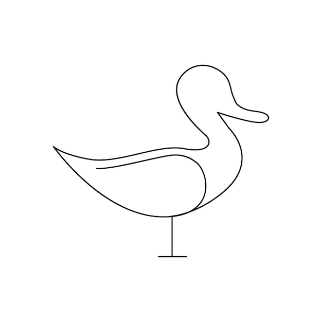 Vector one continuous line drawing of funny white duck for business company business logo identity