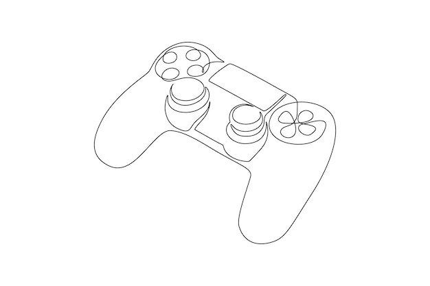 Vector one continuous line drawing of game stick joystick to play the game and controller for pc concept cyber sport in simple linear style editable stroke doodle icon vector illustration