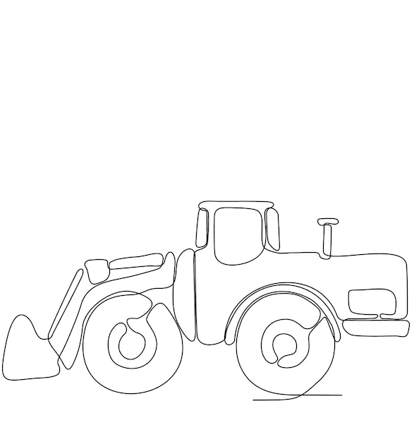 One continuous line drawing of heavy equipment for building construction, business commercial