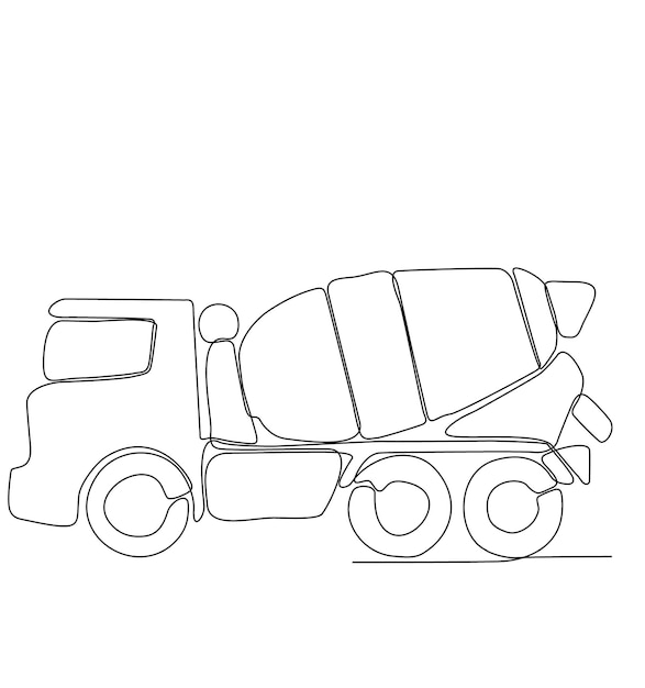 One continuous line drawing of heavy equipment for building construction, business commercial