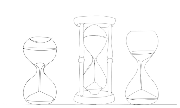 Vector one continuous line drawing hourglass vector