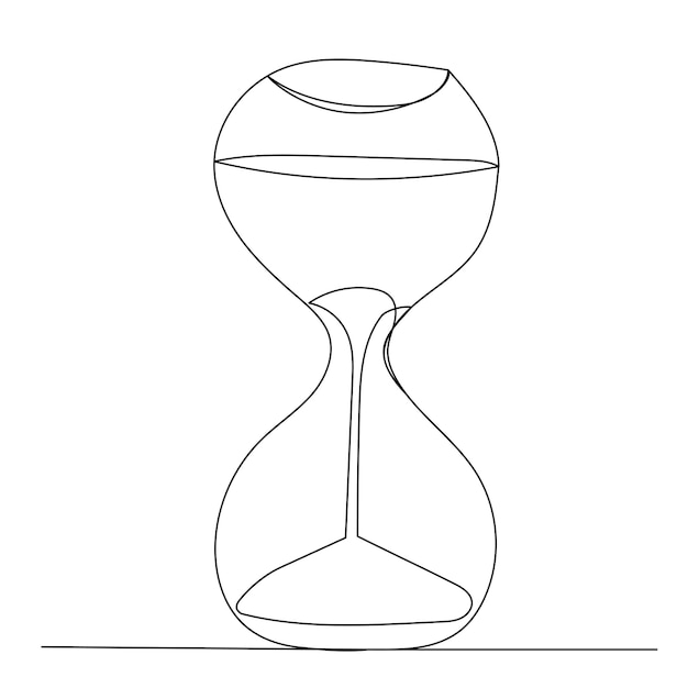One continuous line drawing hourglass vector