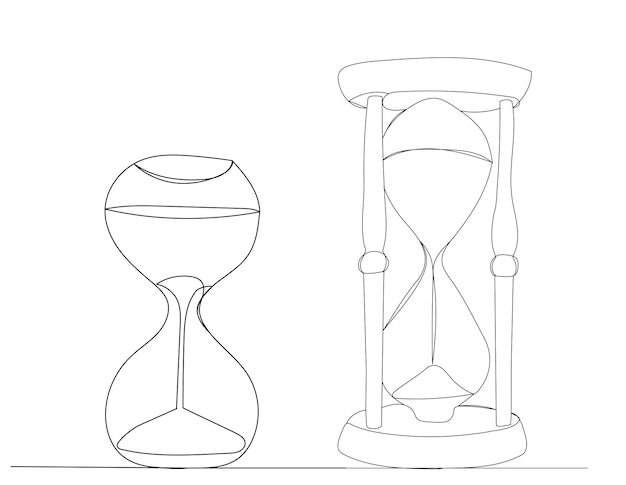 One continuous line drawing hourglass vector