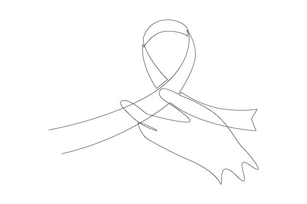 Vector one continuous line drawing of international breast cancer awareness month concept doodle vector illustration in simple linear style