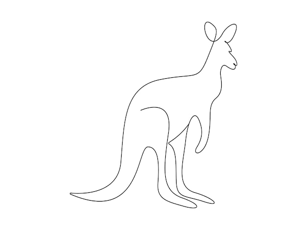 One continuous line drawing of kangaroo Isolated on white background vector illustration