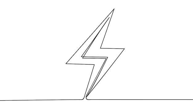 Vector one continuous line drawing of lightning