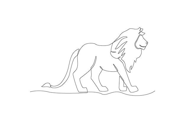 One continuous line drawing of a lion Animal concept Single line draw design vector graphic illustration