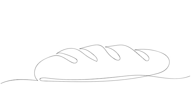 one continuous line drawing of long loaf bread simple black line sketch of french baguette bakery and cafe concept good for logo vector illustration