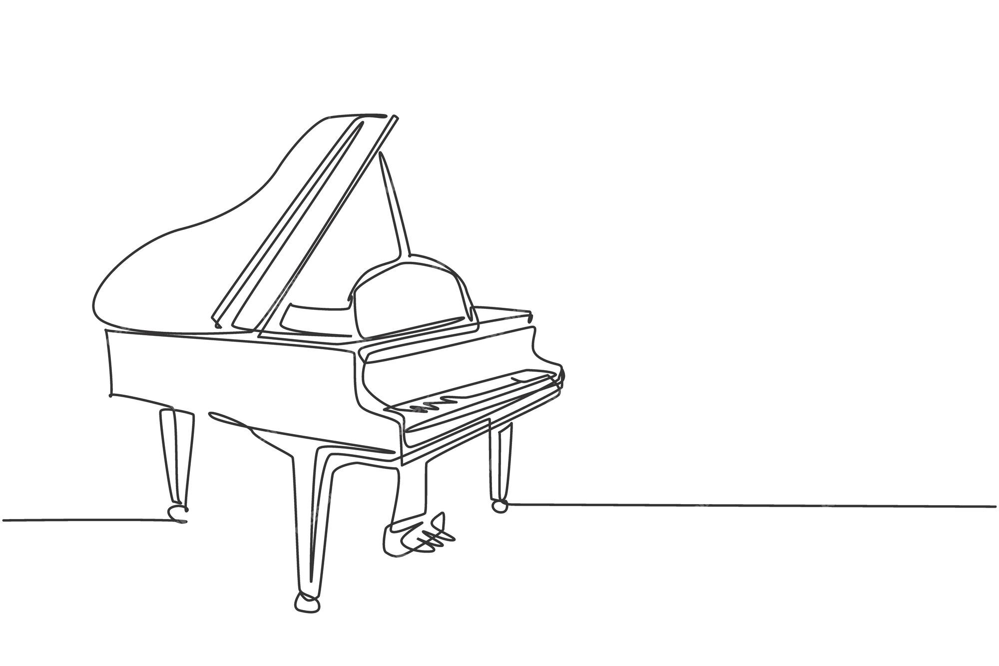 Premium Vector | One continuous line drawing of luxury wooden grand