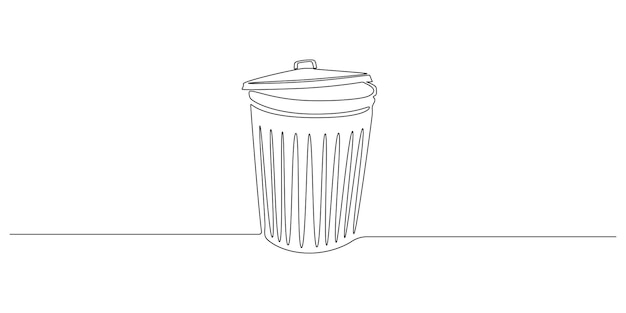 Vector one continuous line drawing of metallic garbage container recycling waste dustbin in simple linear style trash box with close lid and empty space in editable stroke doodle vector illustration