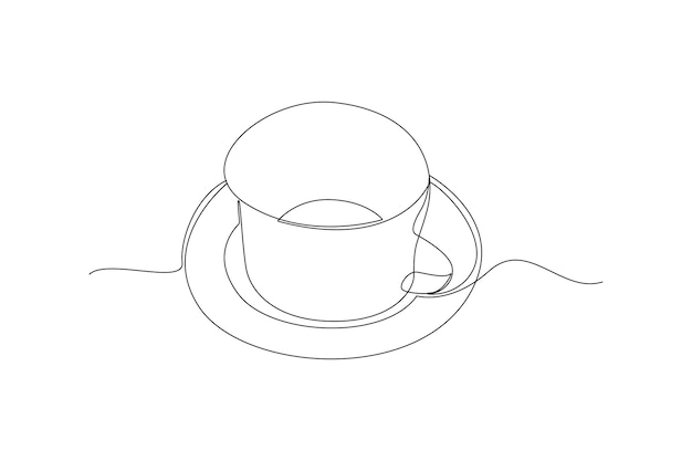 Один непрерывный рисунок линии современной керамической кухонной утвари. Векторная иллюстрация в простом линейном стиле.