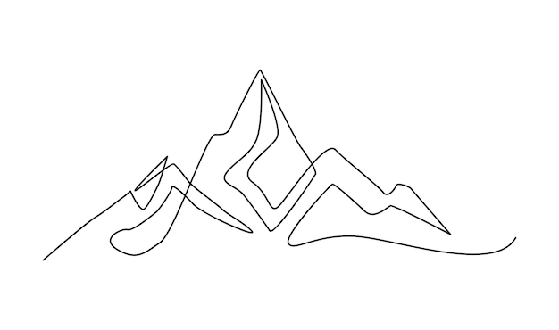 Vector one continuous line drawing of mountain range landscape template